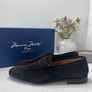 Massimo Matteo Velour Penny Loafers Verdone Black Men 10M Tried On Dress Shoe